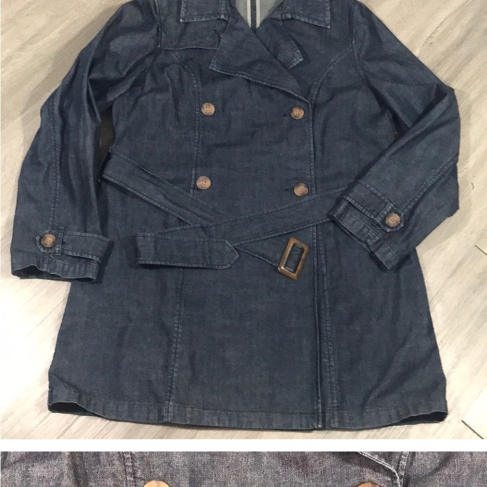 Charter Club NEW Denim Double Breasted Trench Coat - Picture 4 of 6